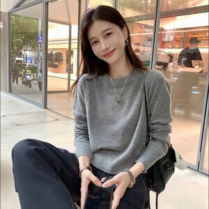 2/$20🛍EKOOL Grey Wool Blend Crewneck Sweater Relaxed Fit Soft Knit M